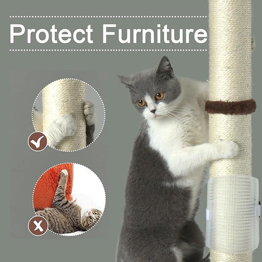 PEEKAB 32" Tall Cat Scratching Post Sisal Rope Scratch Posts with Hanging Ball and Self-Massage Brush Vertical Scratcher for Indoor Cats and Kittens(Brown 32inches) - PAWPICO