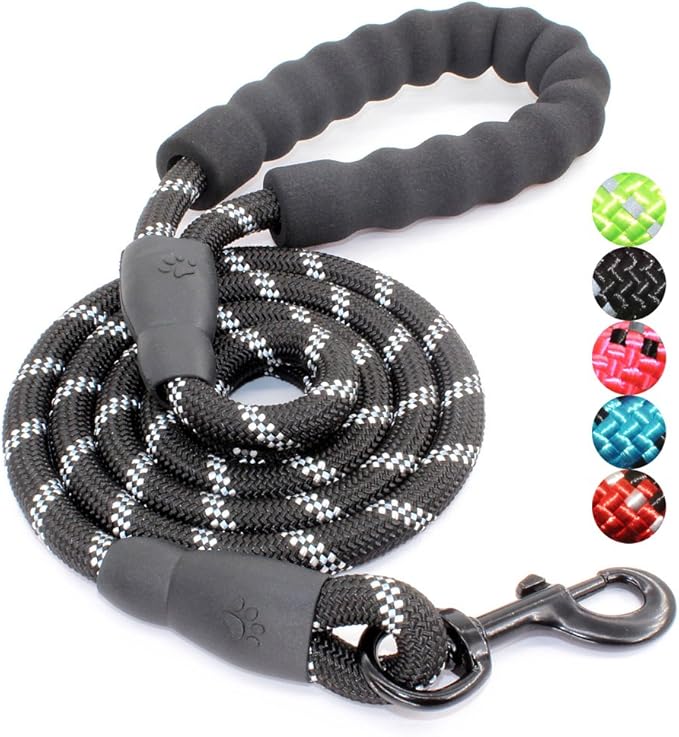 BAAPET 2/4/5/6 FT Dog Leash with Comfortable Padded Handle and Highly Reflective Threads for Small Medium and Large Dogs (5FT-1/2'', Black) BAAPET