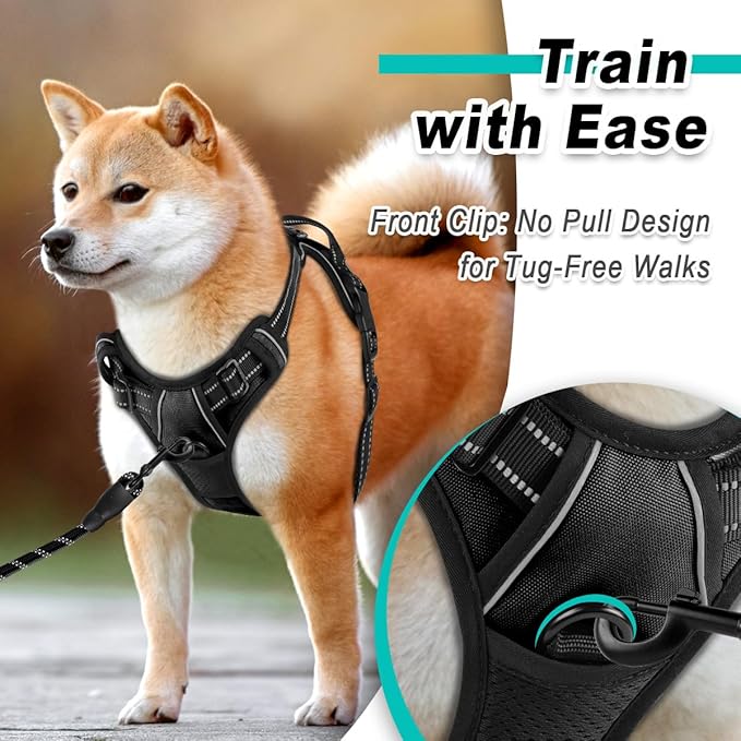 BARKBAY Dog Harness No Pull for Small Dogs - Adjustable, Reflective, Comfortable, No Choke, Heavy-Duty - Perfect for Outdoor Training, Walking, and Hiking - Strong & Durable - S & Black BARKBAY