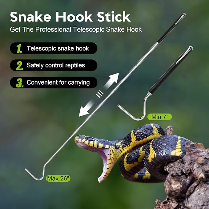 50in Snake Clamp 26in Retractable Snakes Hook,Foldable Locking Animal Handling Tool Northspoor