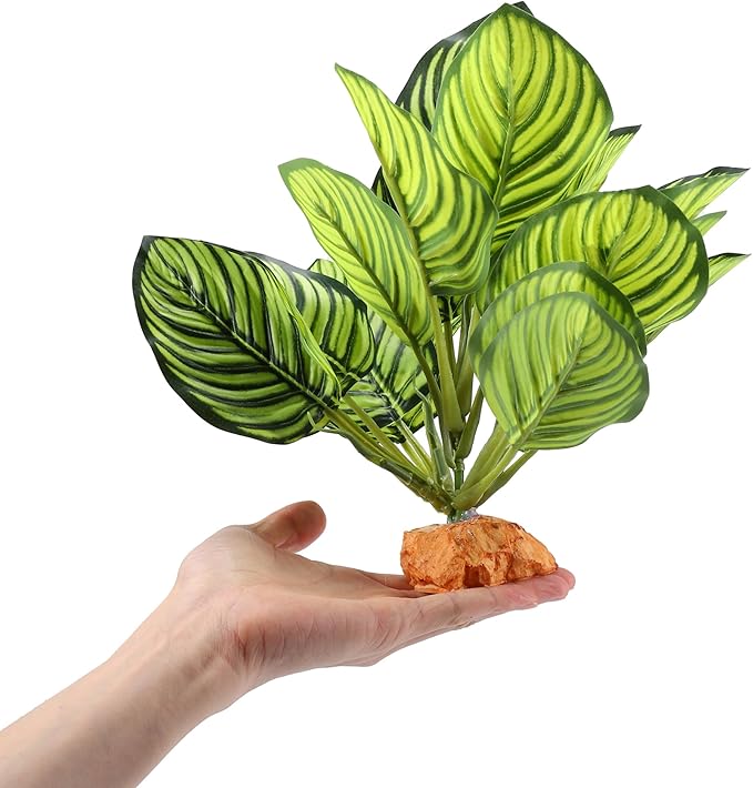 Reptile Plants Decoration, Reptile Plants for Terrarium Decor, Reptile Artificial Plant, Amphibian Habitat Decor Suitable for Reptiles Lizards Geckos, 8.66"x2.13"x10.63", Green CAPASTEC