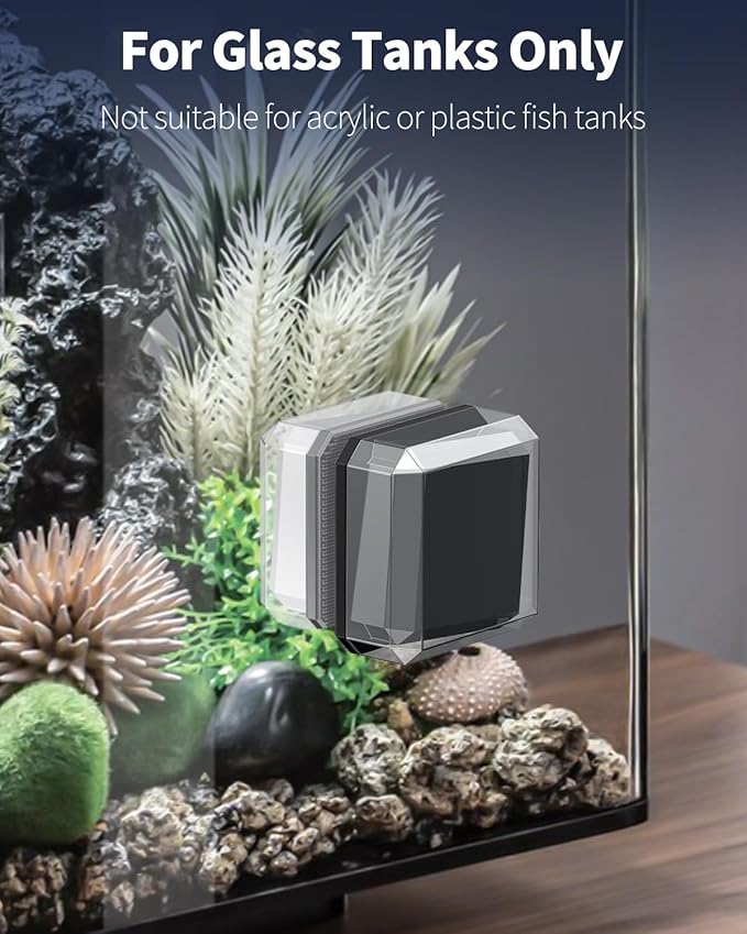 Pawfly Magnetic Aquarium Glass Cleaner 1 Inch Mini Aquarium Magnetic Brush Fish Tank Magnetic Glass Cleaner Small Stain Scrubber Brush Aquarium Cleaning Tool for 1/5 Inch Thick Glass (Non-Floatable) Pawfly