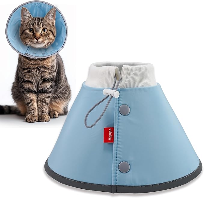 Agape Soft Cone for Cats & Small Dogs, Comfy Pet Cone to Stop Licking, Adjustable Cat E Collar Alternative After Surgery, Protective Elizabethan Collar for Pup & Kitty, Water Repellent Recovery Cone Agape