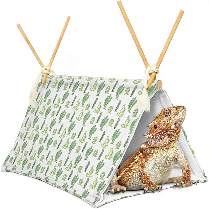 Bearded Dragon Tent Bed,Cactus Pattern Reptile Bearded Dragon cage/hides and Caves/Habitat Hideout… (Cactus) Aipush