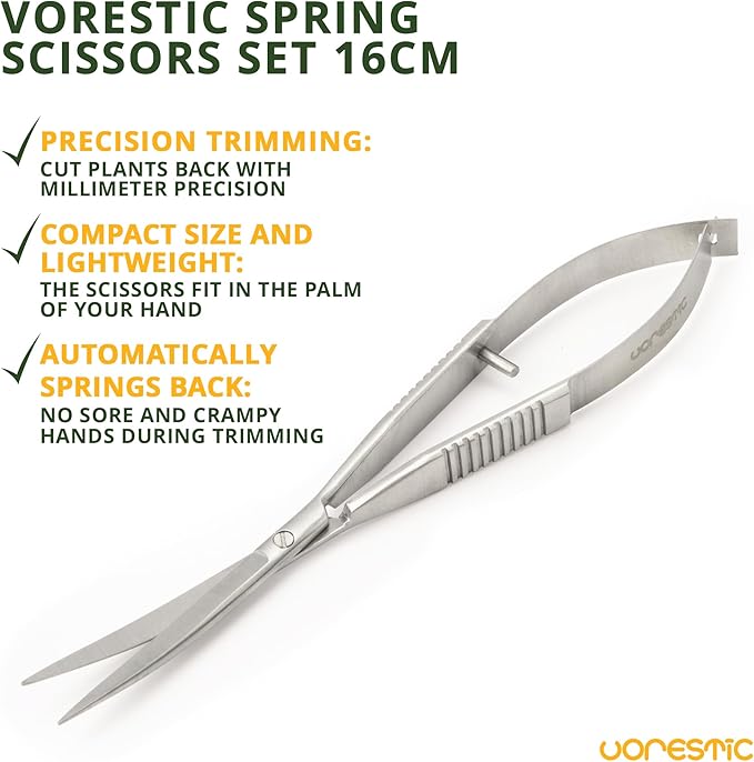 Aquarium Spring Scissors, 6.3 Inch Aquarium Scissors Spring, Aquascaping Spring Scissors, Terrarium and Aquarium Scissors, Aquarium Scissors for Plants VORESTIC