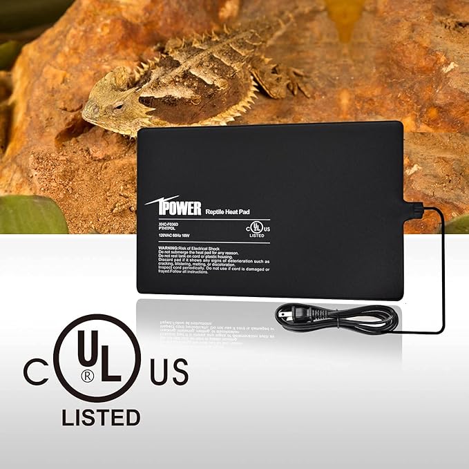 iPower Reptile Heat Pad Under Tank Terrarium Warmer Heating Mat for Turtle, Lizard, Frog, Snake, Reptile, and Other Small Animals, 8X12 Inch, 16W, 2 Pack iPower