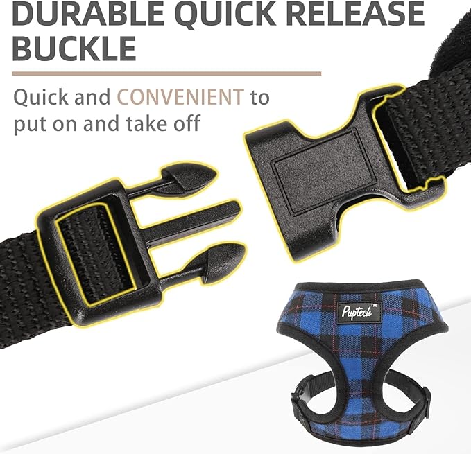 PUPTECK Soft Mesh Dog Harness and Leash Set Pet Puppy Cat Comfort Padded Vest No Pull Harnesses, Navy Blue, S PUPTECK