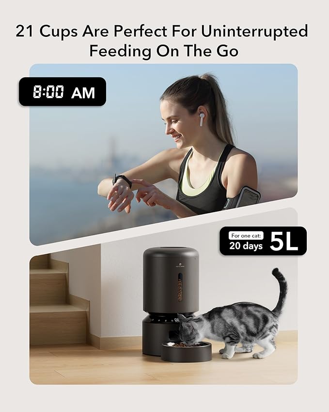 PETLIBRO Automatic Cat Feeder, Automatic Dog Feeder with Freshness Preservation, 5L Timed Cat Feeders for Dry Food, Up to 6 Meals Per Day, Granary Pet Feeder for Cats/Dogs - PAWPICO
