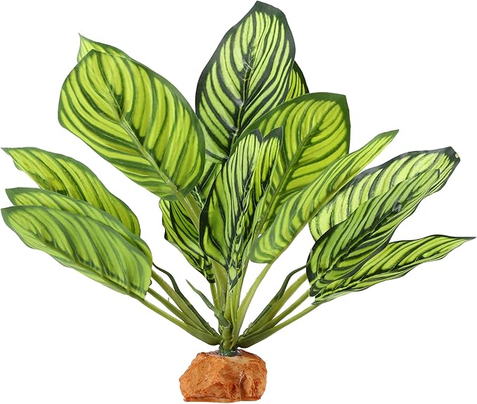 Reptile Plants Decoration, Reptile Plants for Terrarium Decor, Reptile Artificial Plant, Amphibian Habitat Decor Suitable for Reptiles Lizards Geckos, 8.66"x2.13"x10.63", Green CAPASTEC