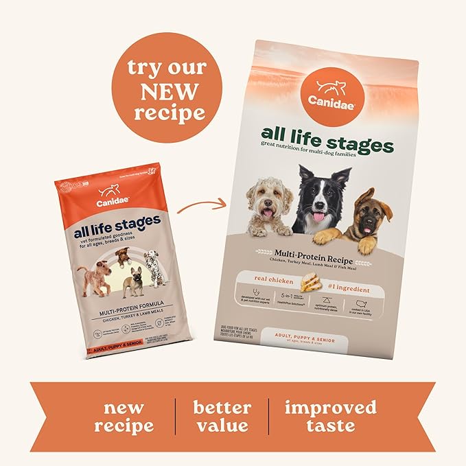 Canidae All Life Stages Premium Dry Dog Food for All Breeds, All Ages, Multi- Protein Chicken, Turkey, Lamb and Fish Meals Formula, 27 Pounds - PAWPICO