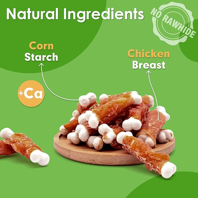 MON2SUN Dog Treats, Chicken Wrapped Calcium Dog Bones Without Rawhide, 2.3 Inch Training Treats for Teeth Cleaning and Fresh Breath, Dog Chews for Puppy and Small Dogs (28 Count - Pack of 1) - PAWPICO