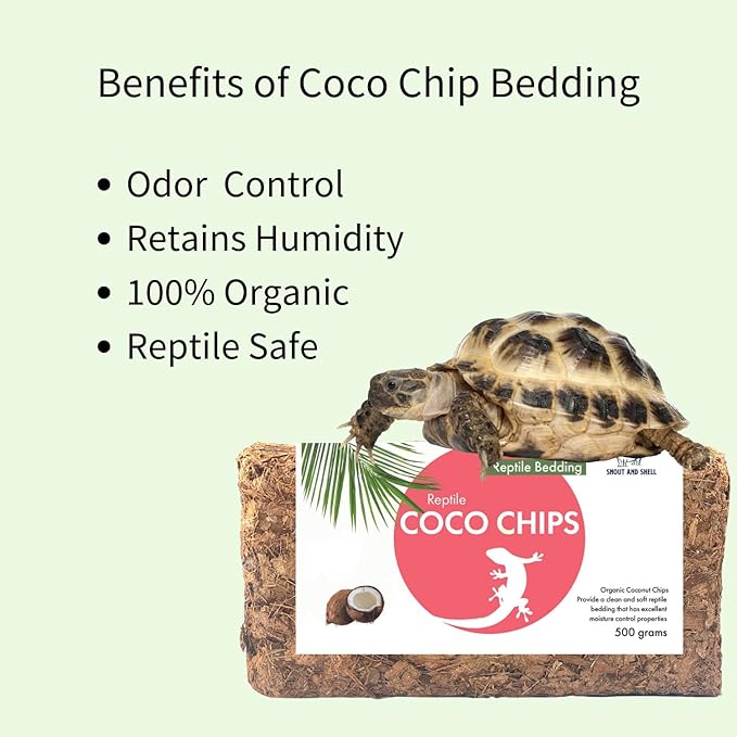 Snout and Shell Coco Chip Reptile & Amphibian Bedding 1.1 lb - Perfect for Snakes, Lizards & Tortoises Tunneling - 100% Organic Coconut Chip - 500 Grams SNOUTANDSHELL