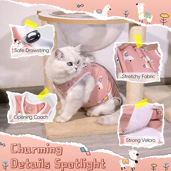 Cat Spay Recovery Suit Female, Breathable Cat Onesie for Cats After Surgery Female, Kitten Surgery Recovery Suit for Abdominal Wounds - PAWPICO