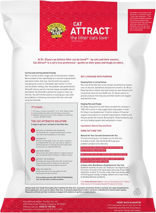 Dr. Elsey's Cat Litter Cat Attract - Unscented Natural Herbal Cat litter - Superior Odor Control Cat Litter - Low Dust & Low Tracking Unscented Cat Litter w/ Herbal Attractant (18lbs) - PAWPICO