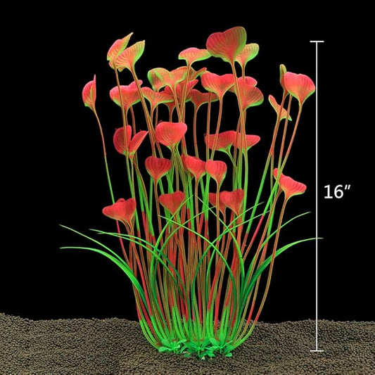 ALEGI Fish Tank Decorations Plastic Plants Large,Aquarium Artificial Plants Decoration Ornament Safe for All Fish-16 inch 2Pcs (Pink 2 pcs) ALEGIAquarium