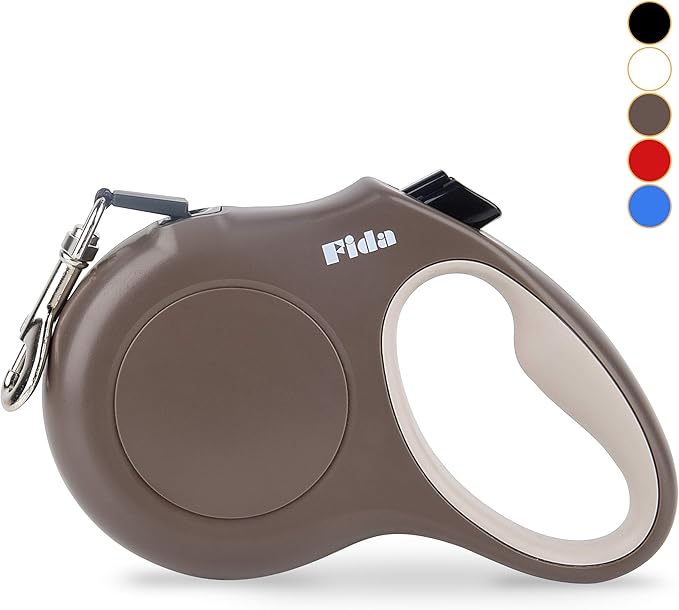 Fida Retractable Dog Leash, 16ft Heavy Duty Pet Walking Leash for X-Small/Small/Medium/Large Dog or Cat up to 110 lbs, Tangle Free. One-Hand Brake (Large, Coffee) Fida