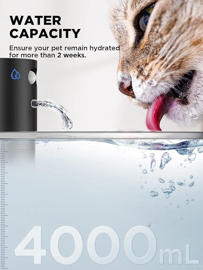 Cat Water Fountain Wireless, Battery Operated, 4L/135fl oz Stainless Steel Pet Water Fountain for Cats Dogs with Motion Sensor, Ultra Quiet Cat Drinking Fountain with 6 Filters (YPD-C004S) - PAWPICO