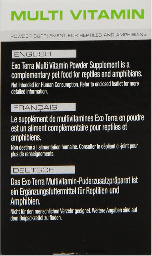 Exo Terra Multi Vitamin Powder Supplement for Reptiles & Amphibians - Balanced Blend of Vitamins, Minerals, Amino Acids & Trace Elements - Supports Growth, Reproduction & Vital Functions 1.1 oz ExoTerra