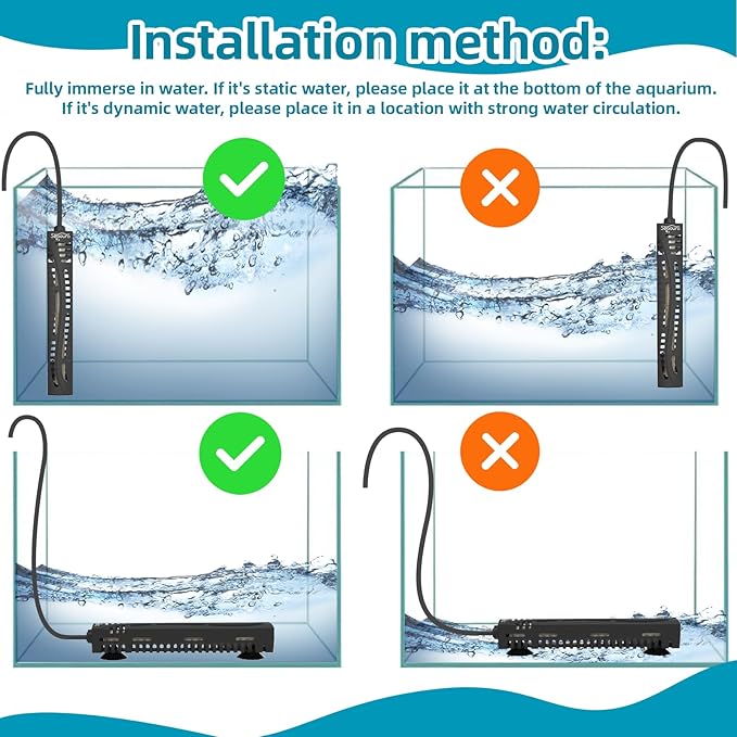 Fish Tank Heater,Aquarium Heaters,50W Aquariums Betta Heating for 5-15 Gallon with LED Temperature Display SEAOURA