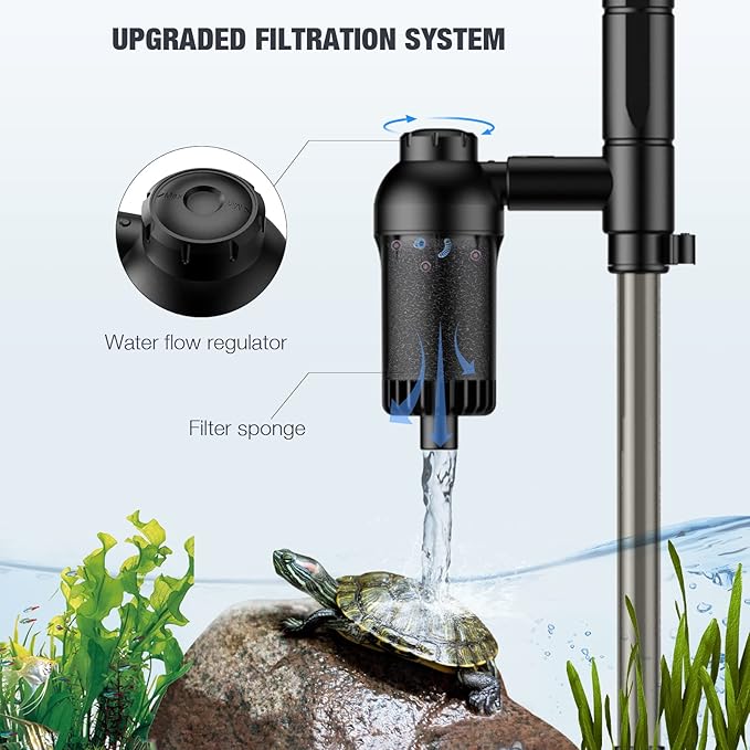 AKKEE Aquarium Vacuum Gravel Cleaner, 6 in 1 Multifunctional 18W Fish Tank Gravel Cleaner Vacuum for Water Changer Wash Sand Water Filter Circulation Aquarium Vacuum Cleaner Waterproof IP68(Black) AKKEE