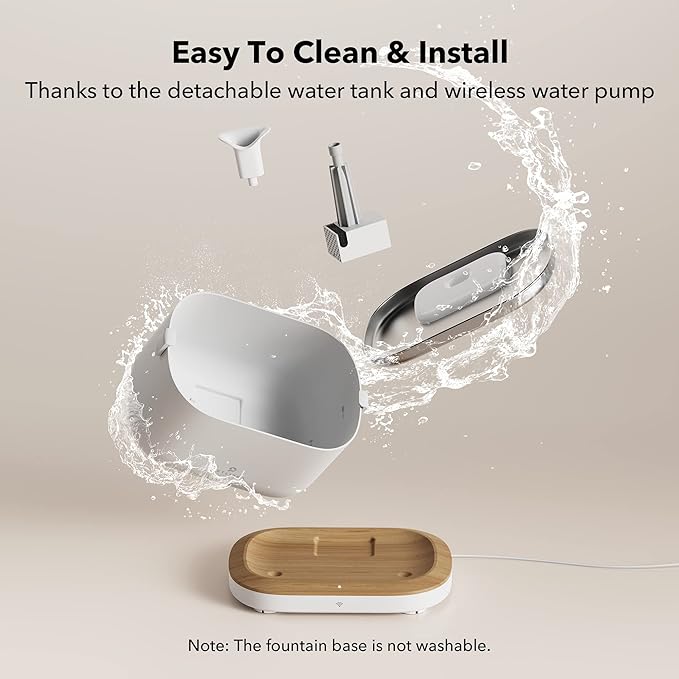 Bundle of PETLIBRO App Monitoring Cat Water Fountain with Wireless Pump, 2.5L/84oz Dockstream Pet Water Fountain for Cats Inside + 4 Packs Replacement Filters - PAWPICO