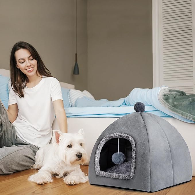Cat Bed Cave for Indoor, Suitable for Cat Dome Bed, Hideaway Bed for Indoor Cats with Removable Mattress for Kittens.Cat Tent House for Dual Use (XL:17"x17") - PAWPICO