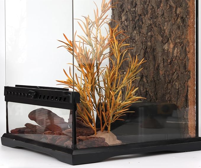 Reptile Plants for Terrarium, Ball Python Tank Decor Accessories fit Bearded Dragon Crested Leopard Gecko Lizard Chameleon Snake - Fake Yellow Rosemary WOLEDOE
