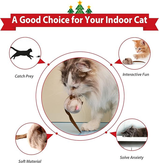 Gigwi Chirping Bird Cat Toy Set, Interactive Chasing Toy for Indoor Cat, Motion Activated Kitten Play Toy, Squeaky Cat Animal Feather Toy for All Breeds Cat Kicker - PAWPICO