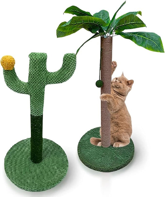 MAMONI Palm Tree Cat Scratching Post for Indoor Cats, 33" Tall Cat Scratching Post with Sisal Rope, Cute Premium Kitten Scratching Post with Hanging Ball - PAWPICO