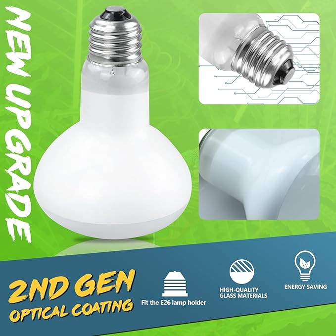 LUCKY HERP 4 Pack 75W Reptile Heat Lamp Bulb (2nd Gen), Amphibian Basking Light Bulb, Reptile Daylight Bulb for Turtle, Bearded Dragon, Lizard Heating Use LUCKYHERP