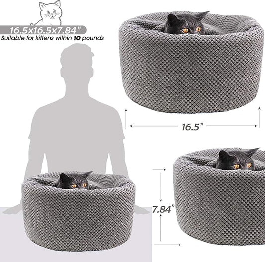 Winsterch Large Cat Beds Warm Covered Cat Beds for Indoor Outdoor Cats Kittens,Soft Enclosed Washable Round Pet Cat Cave Bed for Cats or Small Dog,Calming Cat Bed,16.5''x16.5''x7.48'' - PAWPICO