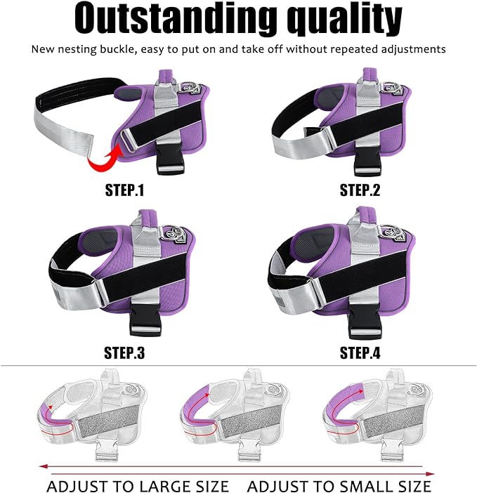 Bolux Dog Harness, No-Pull Reflective Dog Vest, Breathable Adjustable Pet Harness with Handle for Outdoor Walking - No More Pulling, Tugging or Choking (Lavender, X-Small (Pack of 1)) Bolux