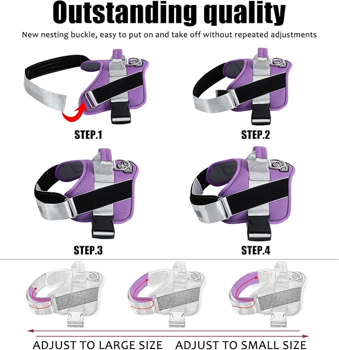 Bolux Dog Harness, No-Pull Reflective Dog Vest, Breathable Adjustable Pet Harness with Handle for Outdoor Walking - No More Pulling, Tugging or Choking (Lavender, Small (Pack of 1)) Bolux
