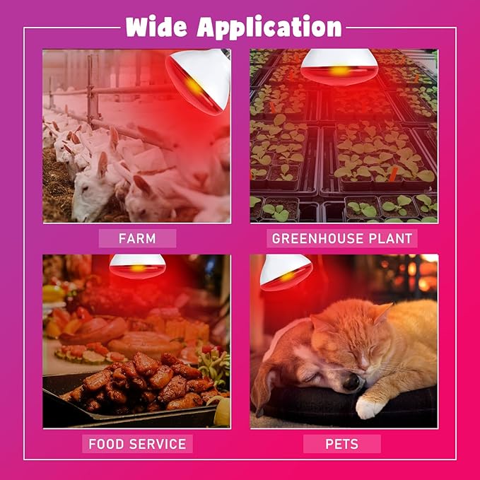 LUCKY HERP Infrared Heat Lamp for Chickens - 250 Watts Red Heat Lamp Bulb 1 Pack, Heat Light Bulb for Brooder Coop, Food Service, Chicks, Pet, Reptile LUCKYHERP