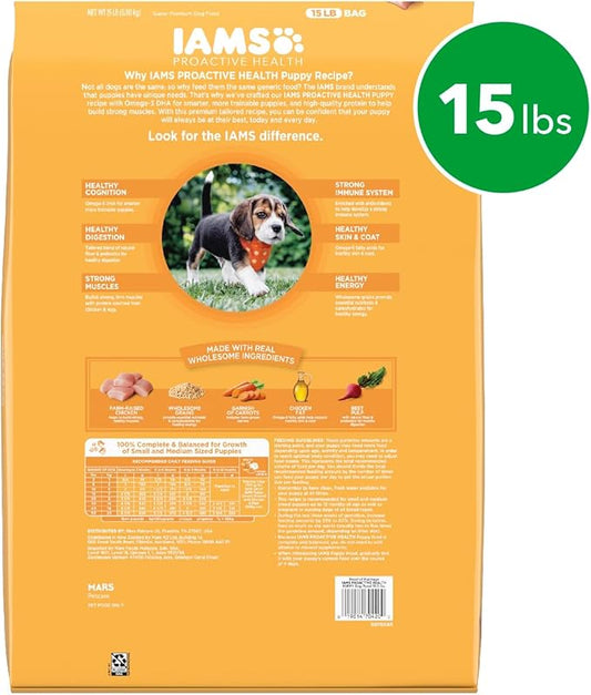 IAMS Smart Puppy Dry Dog Food with Real Chicken, 15 lb. Bag - PAWPICO