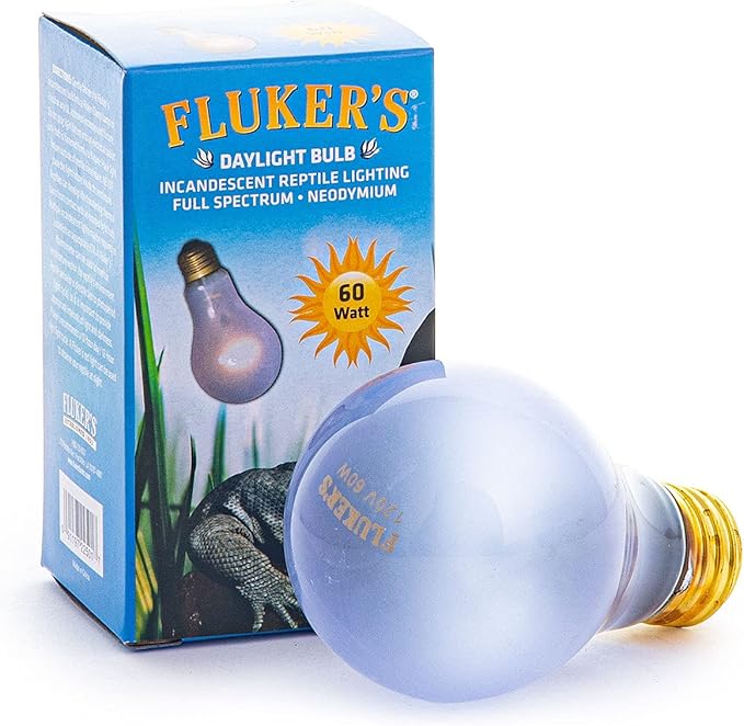 Fluker's Incandescent Reptile Lighting, Full Spectrum Daylight Bulb for Reptiles, Made with Neodymium, Provides Infrared Light, 60-Watt Flukers