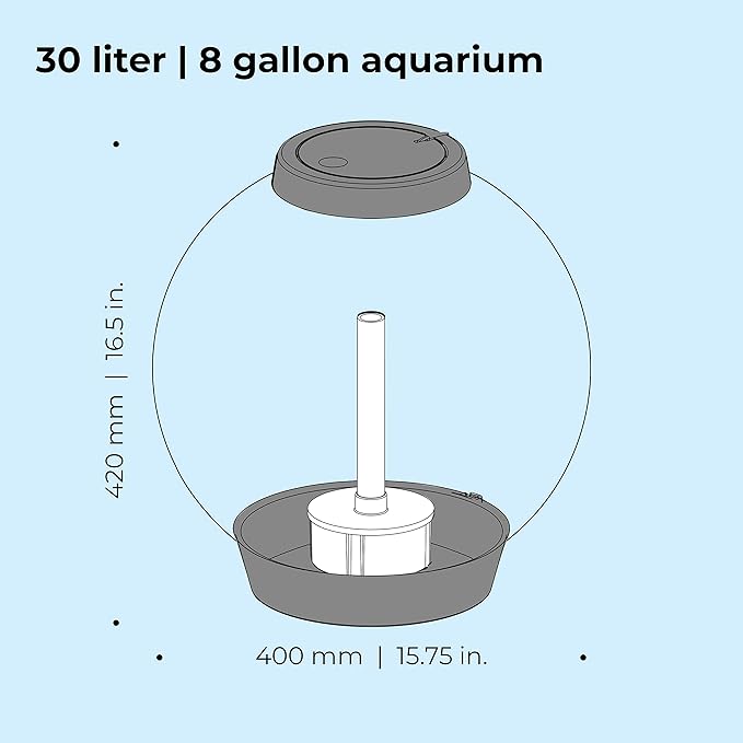 biOrb Classic 30 Acrylic 8-Gallon Aquarium with Multi-Color Remote-Controlled LED Lights Modern Tank for Tabletop Display, Silver biOrb
