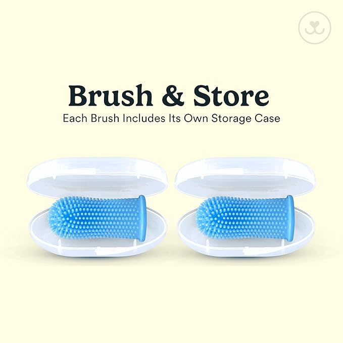Jasper Dog Toothbrush, 360º Dog Tooth Brushing Kit, Cat Toothbrush, Dog Teeth Cleaning, Dog Finger Toothbrush, Dog Tooth Brush for Small & Large Pets, Dog Toothpaste Not Included, 2-Pack Blue JASPER%C2%AE