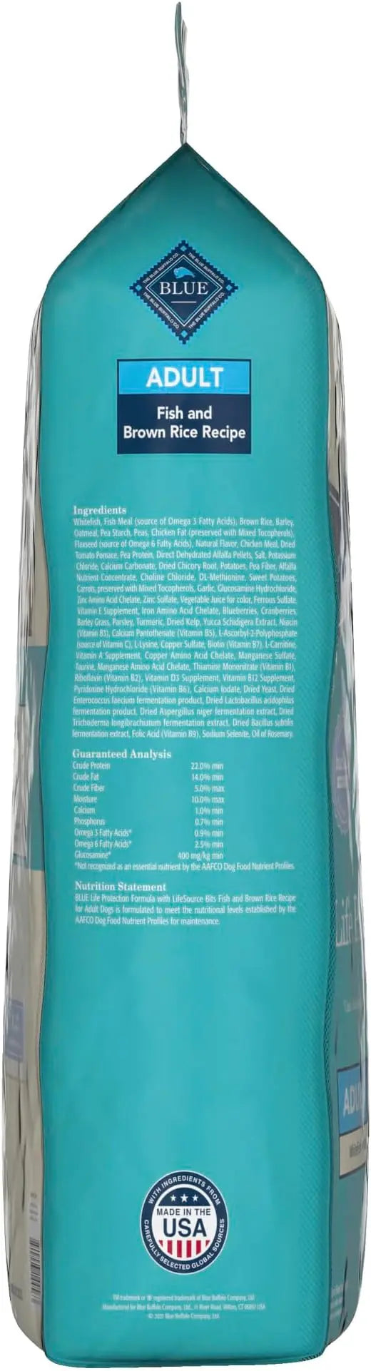 Blue Buffalo Life Protection Formula Adult Dry Dog Food, Helps Build and Maintain Strong Muscles, Made with Natural Ingredients, Fish & Brown Rice Recipe, 34-lb. Bag - PAWPICO