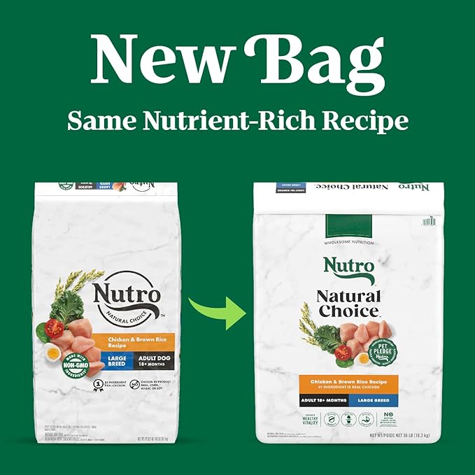 Nutro Natural Choice Adult Large Breed Dry Dog Food, Chicken and Brown Rice Recipe, 36 lb. Bag - PAWPICO