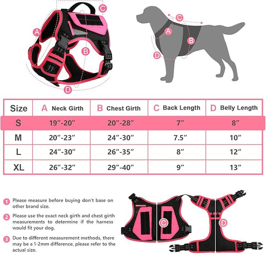 WINGOIN Tactical Dog Harness for Small Dogs, No Pull Harness with Handle Pockets Poop Bag, Reflective Dog Vest, Military Service Heavy Duty Big Dog Harness for Walking Hiking Training, Black Pink, S WINGOIN
