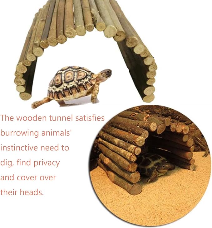 Hamiledyi Extra Large Wooden Reptile Hideout Bearded Dragon Bendy Bridge Climbing Ladder Hiding Hut Reptiles Hide Cave Habitat Decor for Lizards Gecko Spiders Snakes Tortoise(L:20" x 11.8") Hamiledyi