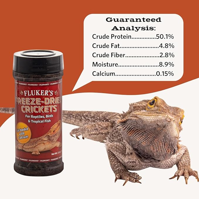 Fluker's Freeze Dried Crickets, Ideal for Reptiles, Birds, and Fish, Packed with Protein and Essential Nutrients, 1.2 oz Flukers