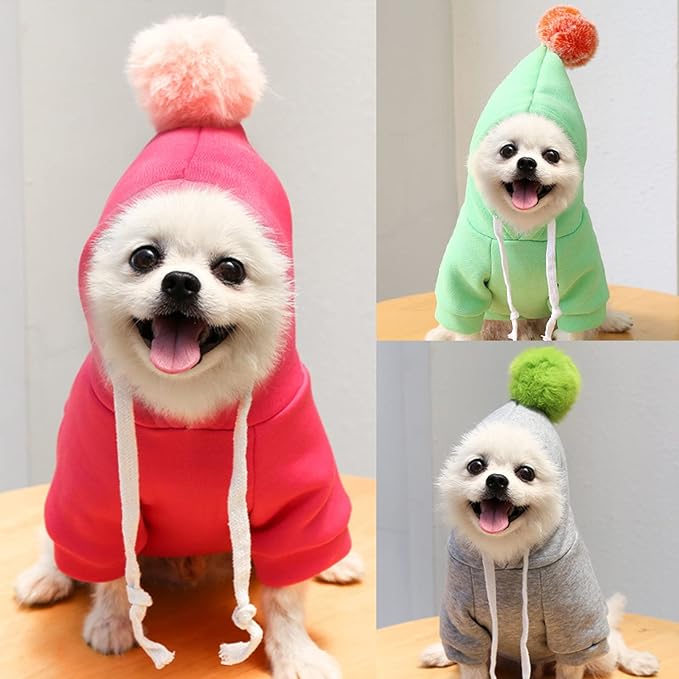 Warm Dog Winter Clothes Cute Fruit Dog Coat Hoodies Fleece Pet Dogs Costume Jacket for French Bulldog Chihuahua Ropa para Perro(1 Rose Red,L) - PAWPICO