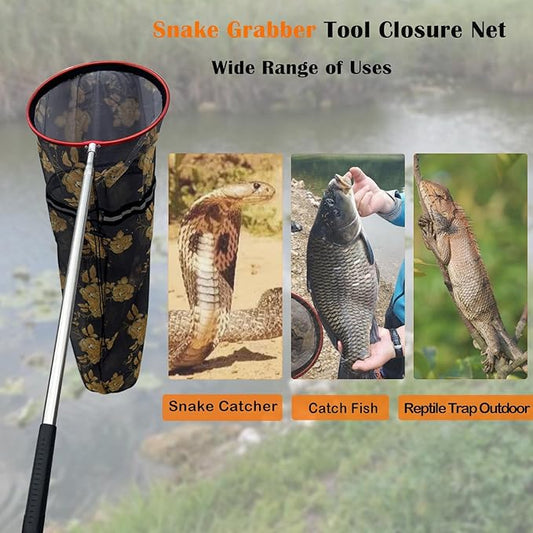 Snake Catcher Net, Rattlesnake Grabber Handling Tool Large Reptile Closure Net, Snake Traps Telescopic Pole Stick, Rattle Snake Moving and Catching Picker with a Handle Extendable from 26'' to 45‘’ SYFRLLC