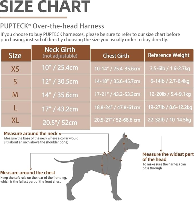 PUPTECK Soft Mesh Dog Harness and Leash Set Pet Puppy Cat Comfort Padded Vest No Pull Harnesses, Brown, S PUPTECK