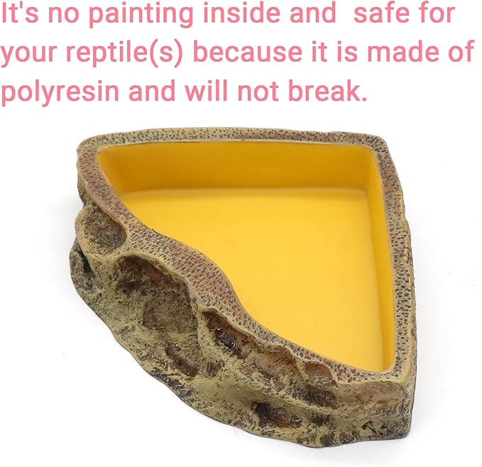 Reptile Feeder Resin Bowl Amphibian Reptile Bowl for Reptile Lizard Gecko Bearded Dragon Turtle relaqcc