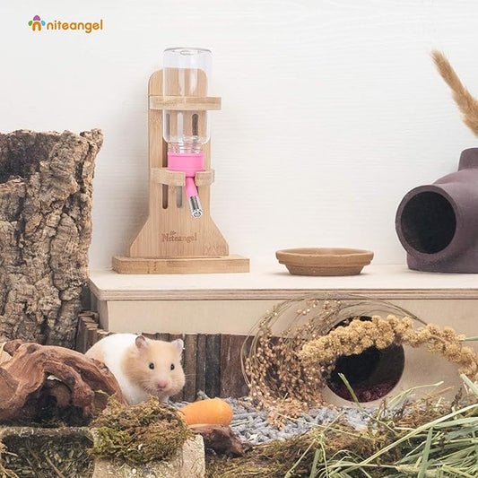 Niteangel Water Bottle with Stand for Syrian Dwarf Hamsters Gerbils Mice Rats Degus Small pet Rodents(Pink) Niteangel