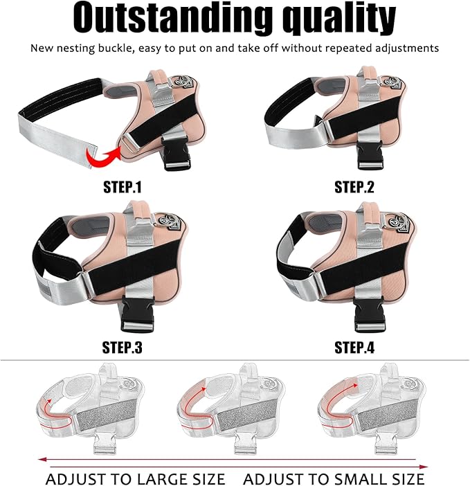 Bolux Dog Harness, No-Pull Reflective Dog Vest, Breathable Adjustable Pet Harness with Handle for Outdoor Walking - No More Pulling, Tugging or Choking Bolux