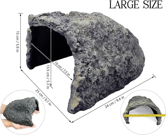 Rock Cave Habitat Hidden for Reptile and Amphibians.Terrarium & Aquarium Decor, Reptile hideout Hide Cave, Perfect for Bearded Dragons,Lizards,Snakes,Turtles,Geckos,Tortoises,Small Animals -Large Size PAWPICO